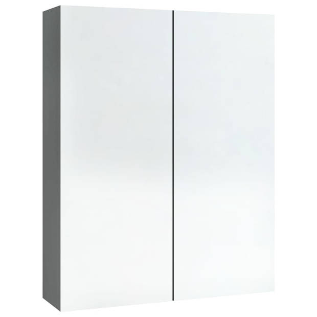 The Living Store Wandspiegelkast - Antraciet - 60 x 15 x 75 cm - MDF met melamine-oppervlak en glas