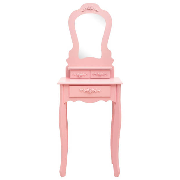 The Living Store Opmaaktafelset - Paulowniahout - 50x59x136 cm - Roze