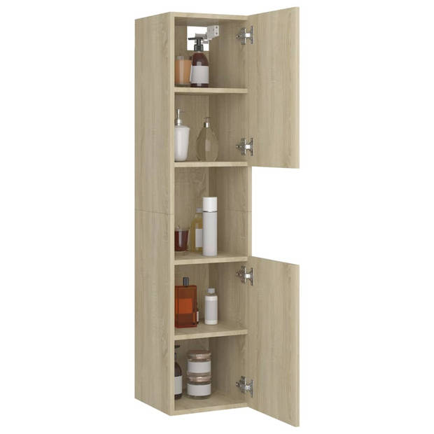 The Living Store Wandkast Sonoma Eiken 30x30x130 cm - 5 vakken - 2 deuren