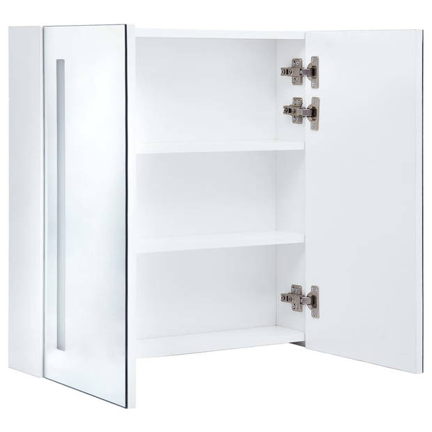 The Living Store LED wandspiegelkast - 60x14x62 cm - MDF - Wit/zilver