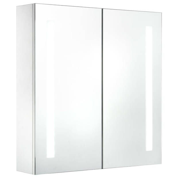 The Living Store LED wandspiegelkast - 60x14x62 cm - MDF - Wit/zilver