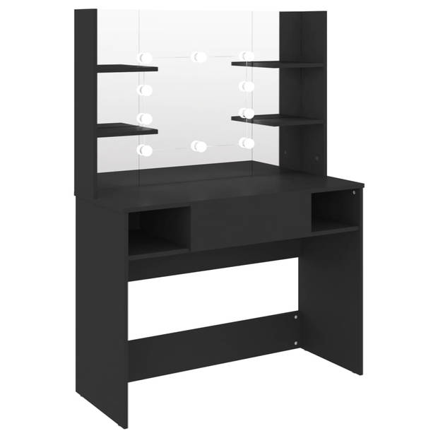 The Living Store Kaptafel Zwart - MDF - 100x40x135 cm - USB-aansluiting