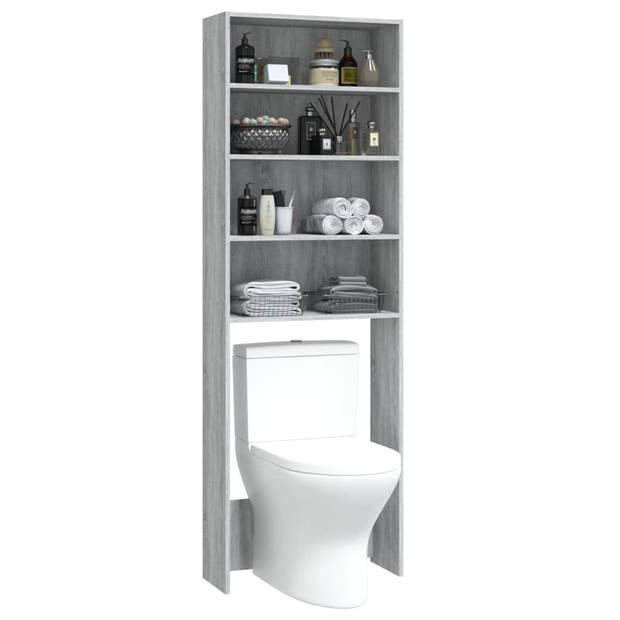 The Living Store Wasmeubel Grijs Sonoma Eiken 64 x 24 x 190 cm - Vochtbestendig