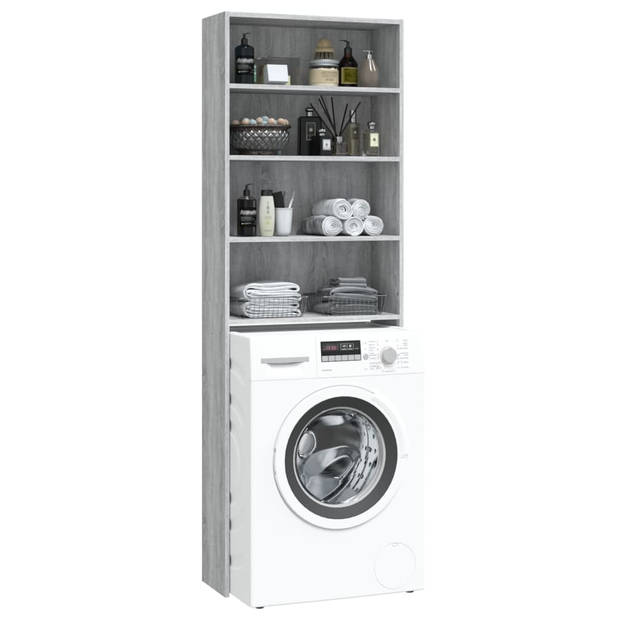 The Living Store Wasmeubel Grijs Sonoma Eiken 64 x 24 x 190 cm - Vochtbestendig