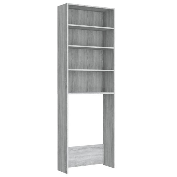 The Living Store Wasmeubel Grijs Sonoma Eiken 64 x 24 x 190 cm - Vochtbestendig