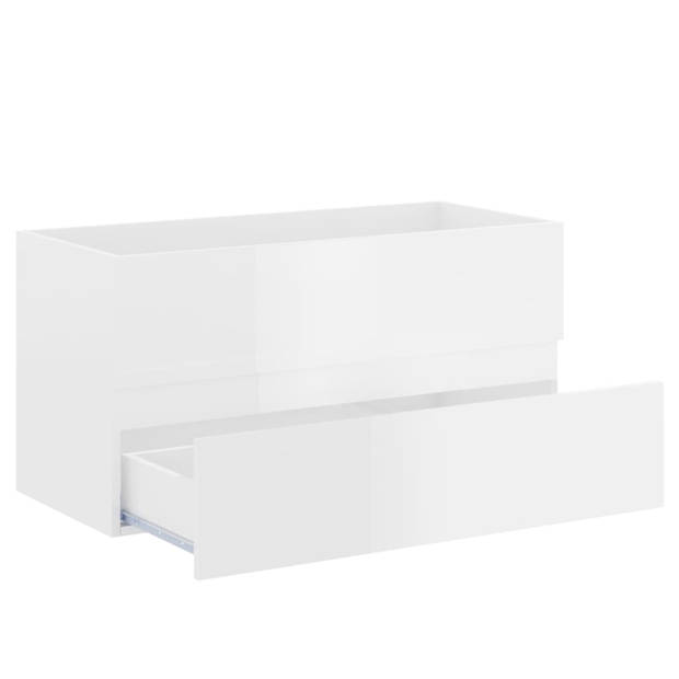 The Living Store Gootsteenkast - Badkamermeubels - 90 x 38.5 x 45 cm - Hoogglans wit