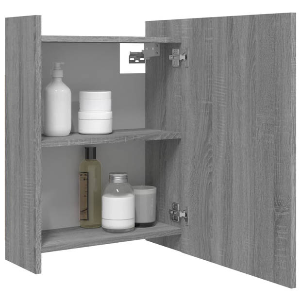 The Living Store Badkamerspiegelkast - Grijs Sonoma Eiken - 62.5 x 20.5 x 64 cm - Wandmontage