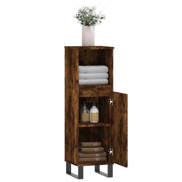 The Living Store Badkaast Gerookt Eiken - 30 x 30 x 100 cm - Duurzaam materiaal