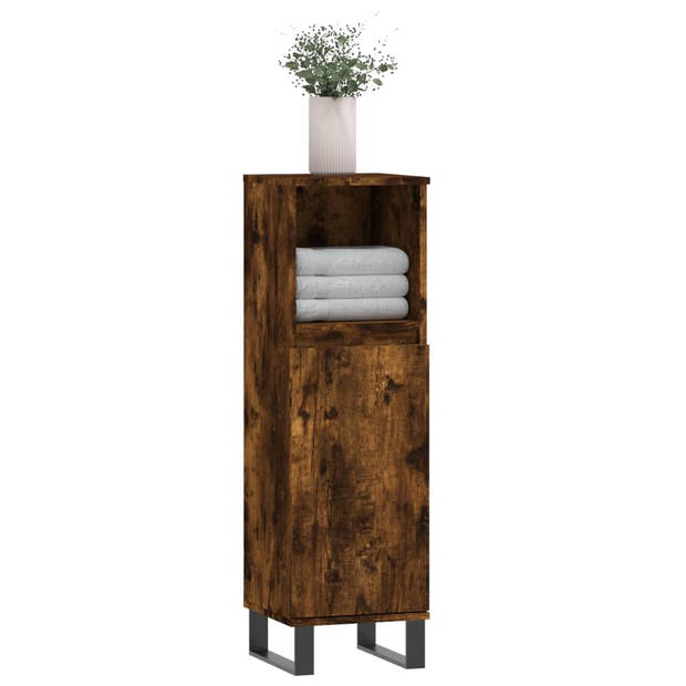 The Living Store Badkaast Gerookt Eiken - 30 x 30 x 100 cm - Duurzaam materiaal