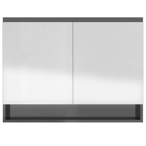 The Living Store Spiegelkast - Wand - 80 x 15 x 60 cm - Glanzend grijs