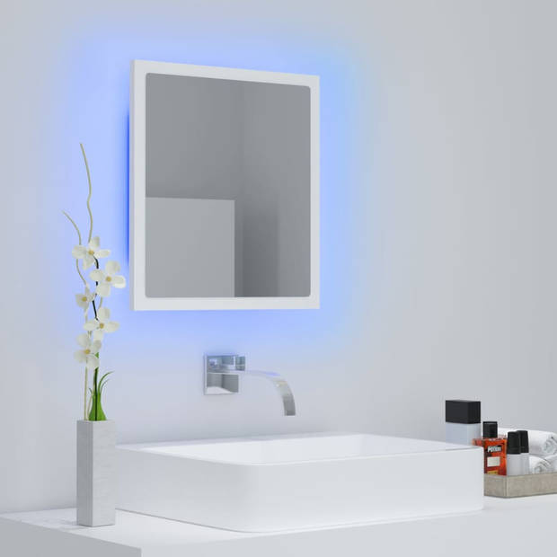 The Living Store LED-spiegel Wandspiegel Bewerkt hout en acryl - 40 x 8.5 x 37 cm - RGB-licht