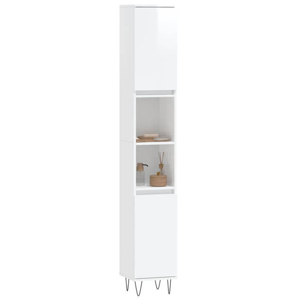 The Living Store Badkaast - Kast - 30x30x190cm - Hoogglans Wit