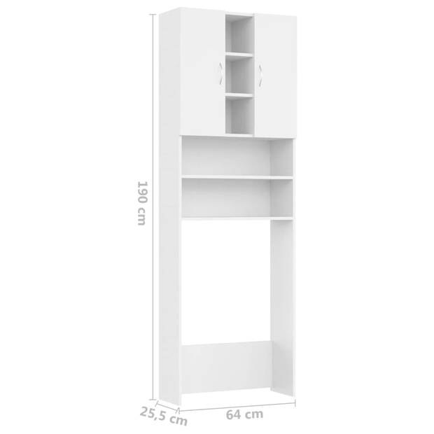 The Living Store Badkaast s - Badkaast - 64x25.5x190 cm - wit hout