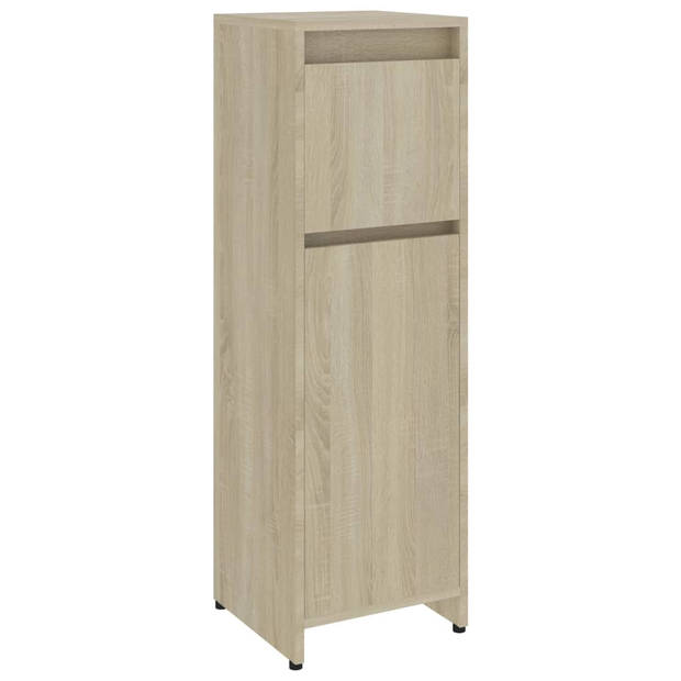 The Living Store Badkaast Sonoma Eiken - 30x30x95 cm - Stevig en Stabiel - 2 Vakken - 1 Lade - 1 Deur