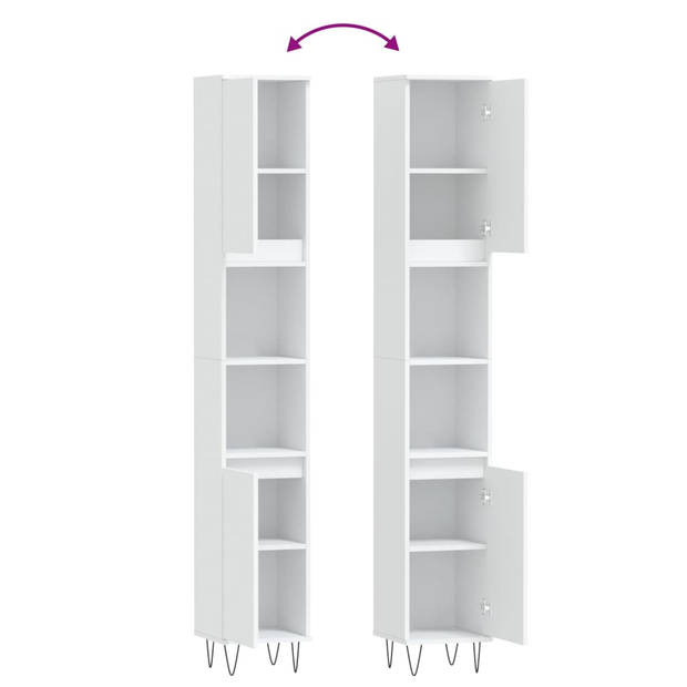 vidaXL Badkamerkast 30x30x190 cm bewerkt hout wit