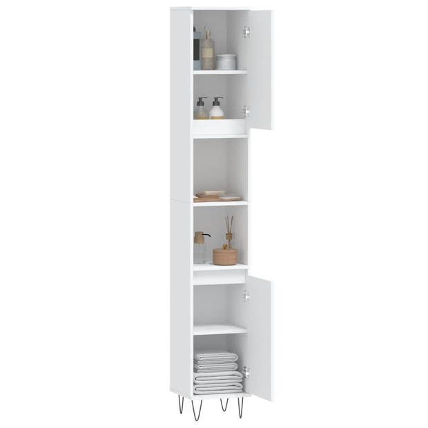 The Living Store Badkaast s - Kast - 30 x 30 x 190 cm - Wit