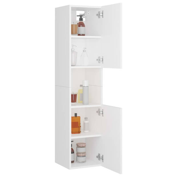 The Living Store Badkaast - Wandkast - 30x30x130 cm - Wit - Spaanplaat