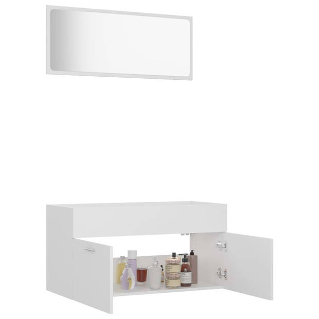The Living Store Badkamermeubelset - naam - (wit) - 90 x 38.5 x 46 cm - spaanplaat/acryl