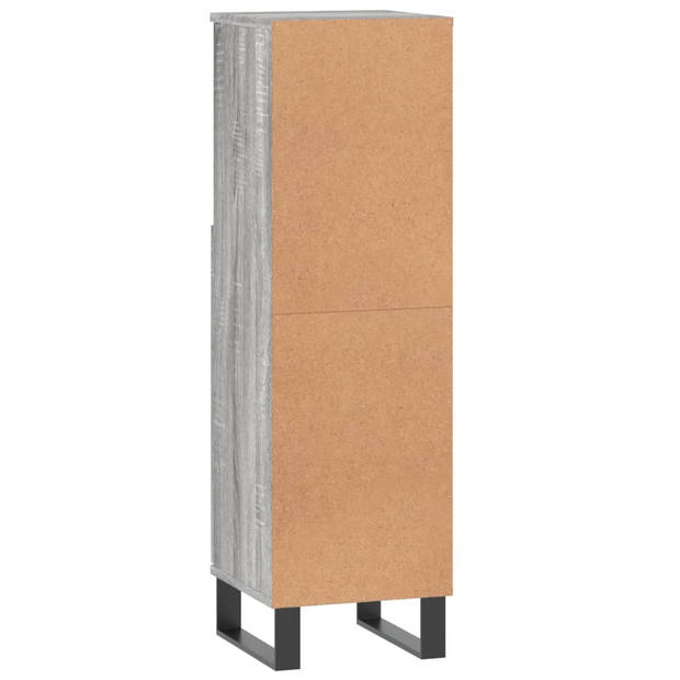 The Living Store Badkaast Grey Sonoma Eiken - 30x30x100 cm - Duurzaam Hout - Ruime Opbergruimte