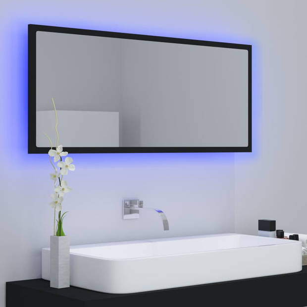 vidaXL Badkamerspiegel LED 100x8,5x37 cm acryl zwart