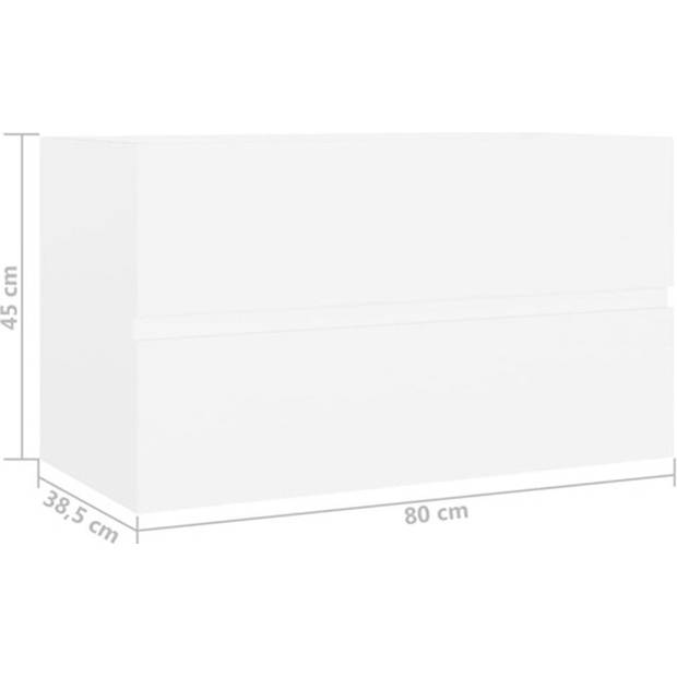 The Living Store Badkaast - Gootsteenkast - 80 x 38.5 x 45 cm - wit spaanplaat