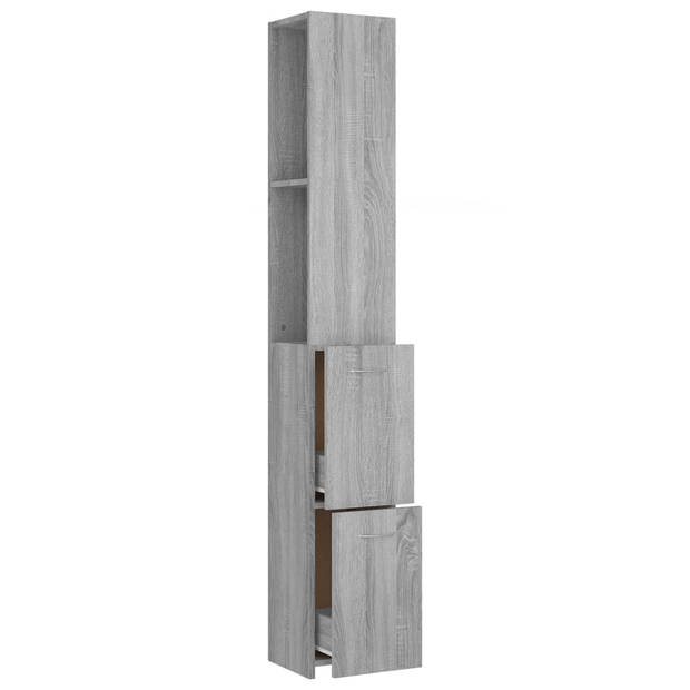 The Living Store Badkaast - Trendy ontwerp - Grijs sonoma eiken - 25 x 25 x 170 cm - Hoogwaardig hout