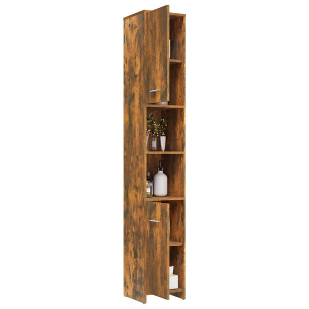 The Living Store Badkaast - naam - Opbergruimte - 30x30x183.5 cm - Gerookt Eiken