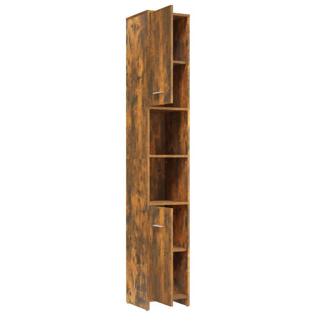 vidaXL Badkamerkast 30x30x183,5 cm bewerkt hout gerookt eikenkleurig