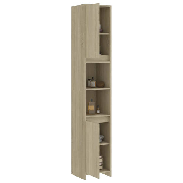 The Living Store Badkaast - Sonoma Eiken - 30 x 30 x 183.5 cm - 6 vakken - 2 deuren