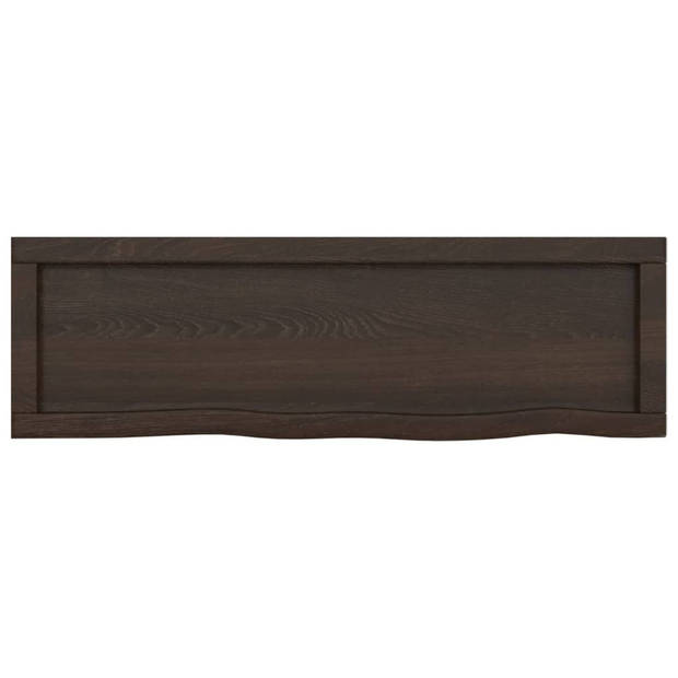 The Living Store Wandplank Rustieke Stijl - 100 x 30 x 6 cm - Massief Eikenhout - Donkergrijs