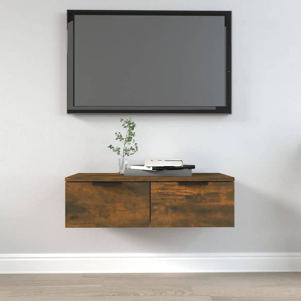 The Living Store Zwevende Wandkast - Gerookt Eiken - TV-meubel en Opbergruimte - 68 x 30 x 20 cm