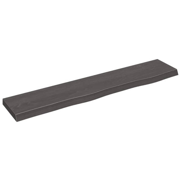 The Living Store Wandschap 100x20x4 cm behandeld massief eikenhout donkergrijs - Wandsteun