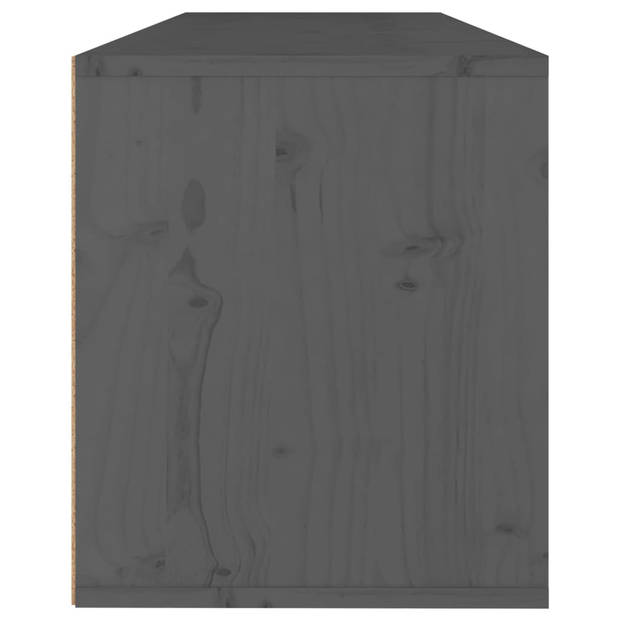 The Living Store Zwevende Kast - 100x30x35 cm - Massief Grenenhout - Grijs