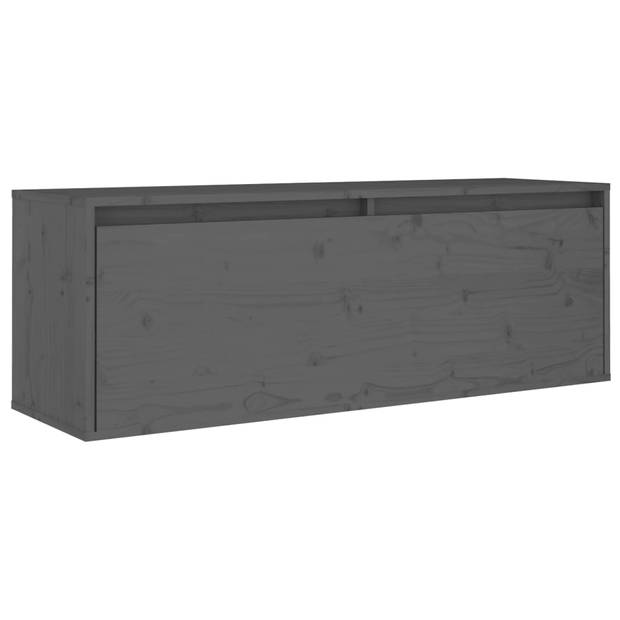 The Living Store Zwevende Kast - 100x30x35 cm - Massief Grenenhout - Grijs