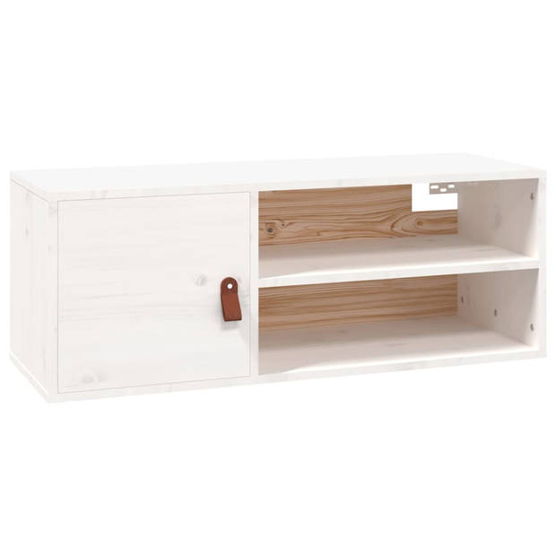 The Living Store Wandkast Massief Grenenhout - 80 x 30 x 30 cm - Wit