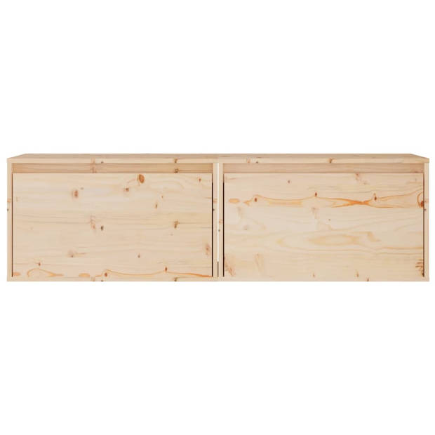 The Living Store Wandkast - Massief grenenhout - 60 x 30 x 35 cm - Set van 2