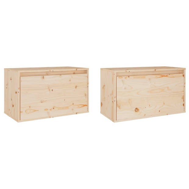 The Living Store Wandkast - Massief grenenhout - 60 x 30 x 35 cm - Set van 2