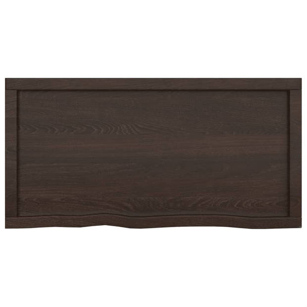 The Living Store Wandplank Massief Eikenhout - 100 x 50 x 4 cm - Donkergrijs - 40 kg Draagvermogen