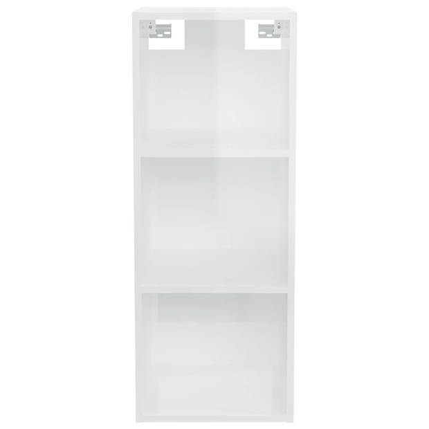 The Living Store Wandkast - Opbergruimte voor Boeken - Hangend TV-meubel - Hoogglans Wit - 34.5x32.5x90 cm