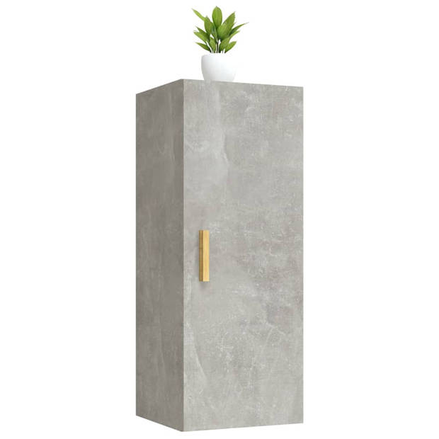 The Living Store Zwevende Wandkast - Betongrijs - 34.5 x 34 x 90 cm - Ruime opbergruimte