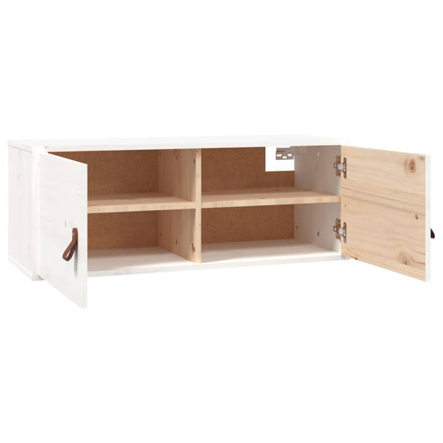 vidaXL Wandkast 80x30x30 cm massief grenenhout wit