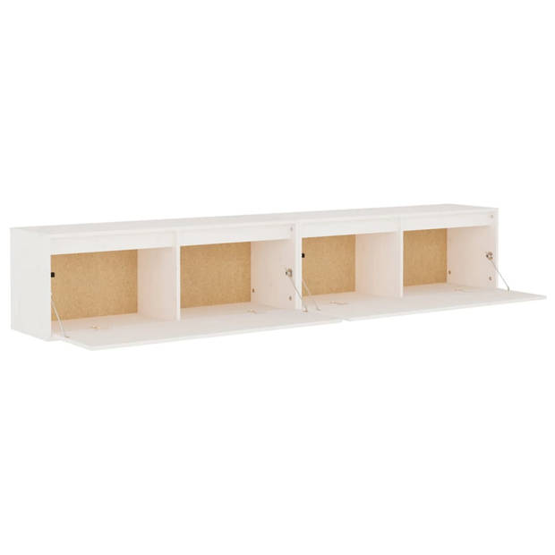 The Living Store Wandkast - 100x30x35 cm - massief grenenhout - wit