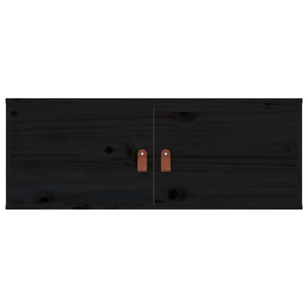 vidaXL Wandkast 80x30x30 cm massief grenenhout zwart