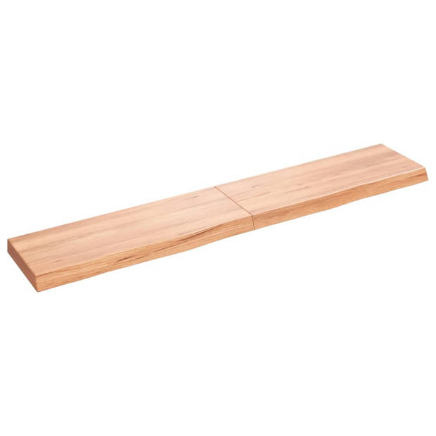 The Living Store Wandplank Rustiek Eikenhout 160x30x6 cm - Lichtbruin - Draagvermogen 20 kg