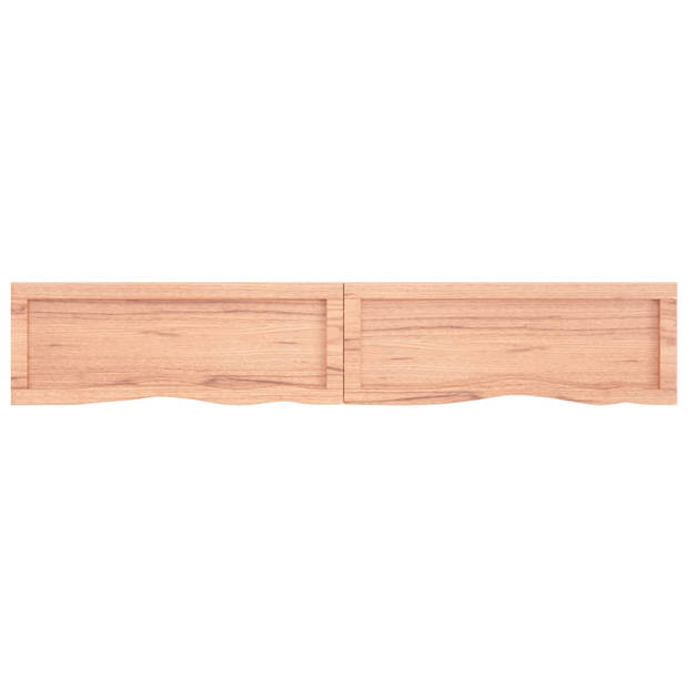 The Living Store Wandplank Rustiek Eikenhout 160x30x6 cm - Lichtbruin - Draagvermogen 20 kg