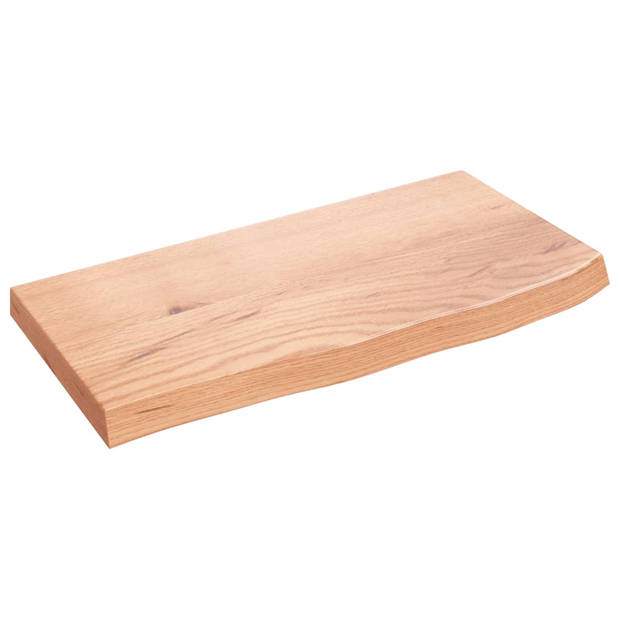 The Living Store Wandplank Eikenhout - 60 x 30 x 4 cm - Lichtbruin - 20 kg draagvermogen