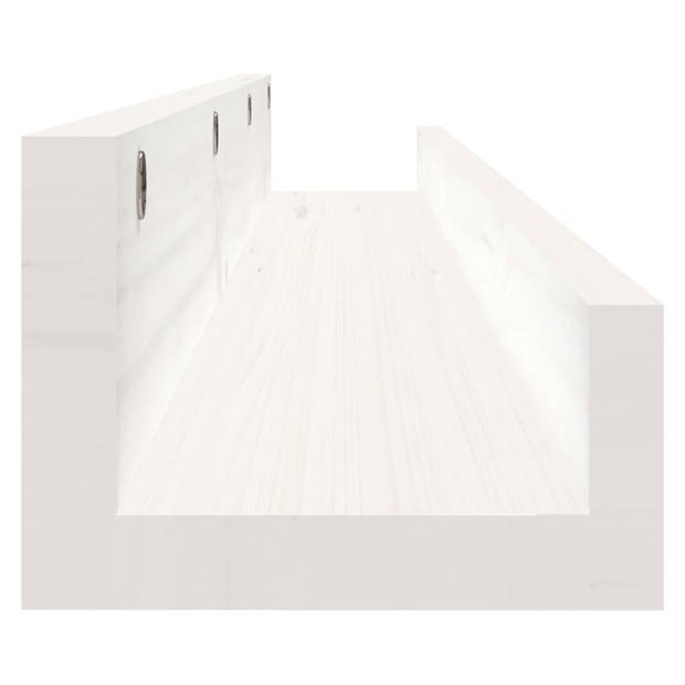 vidaXL Wandschappen 2 st 80x12x9 cm massief grenenhout wit