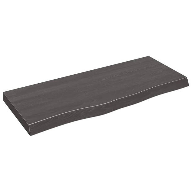 The Living Store Wandplank Rustieke Stijl - Massief Eikenhout - 100x40x6 cm - Donkergrijs