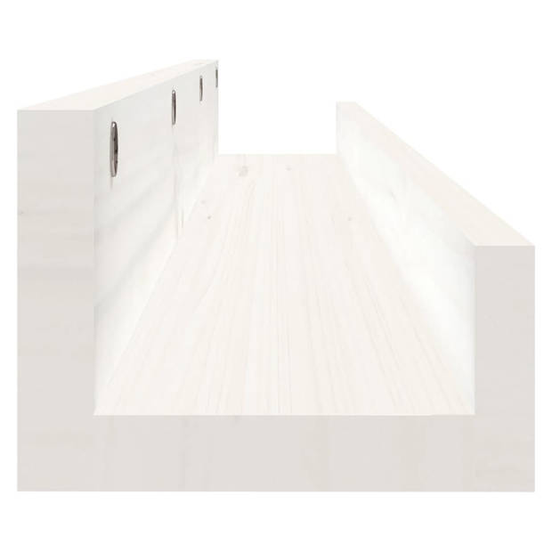 vidaXL Wandschappen 2 st 110x12x9 cm massief grenenhout wit