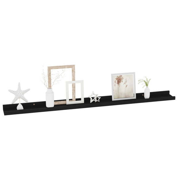 The Living Store Wandplank - MDF - 100 x 9 x 3 cm - Zwart